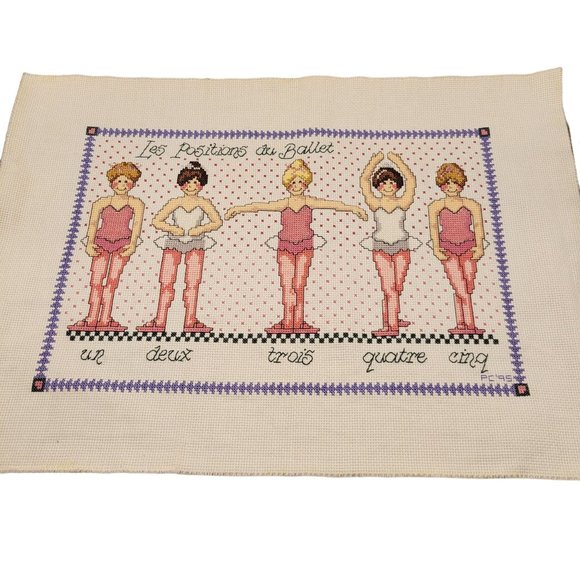 Ballet Positions Cross Stitch Project Complete Little Ballerinas Girl's Bedroom - Picture 1 of 7